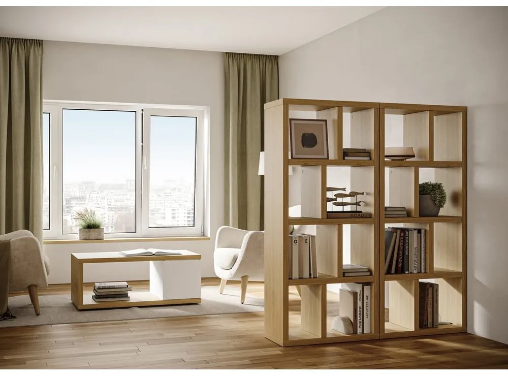 Bibliotecă în culoare naturală cu aspect de lemn de stejar 70x159 cm Berlin – TemaHome