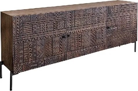 Comoda lemn de mango relief 3D TRIBAL 180cm