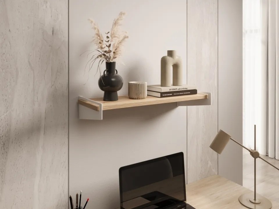 Raft suspendat, Ovo, ADRK Furniture (Culoare: Alb / Stejar Lancelot)