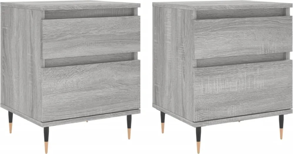 vidaXL Noptiere, 2 buc., gri sonoma, 40x35x50 cm, lemn compozit