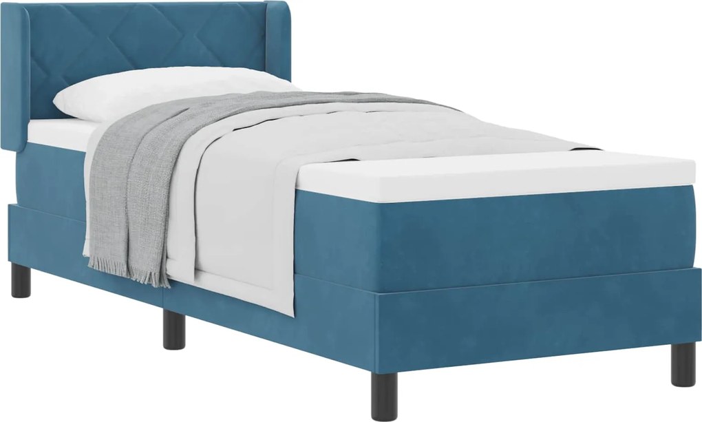 vidaXL Pat cu arcuri cu saltea Albastru închis 200 x 80 cm Catifea