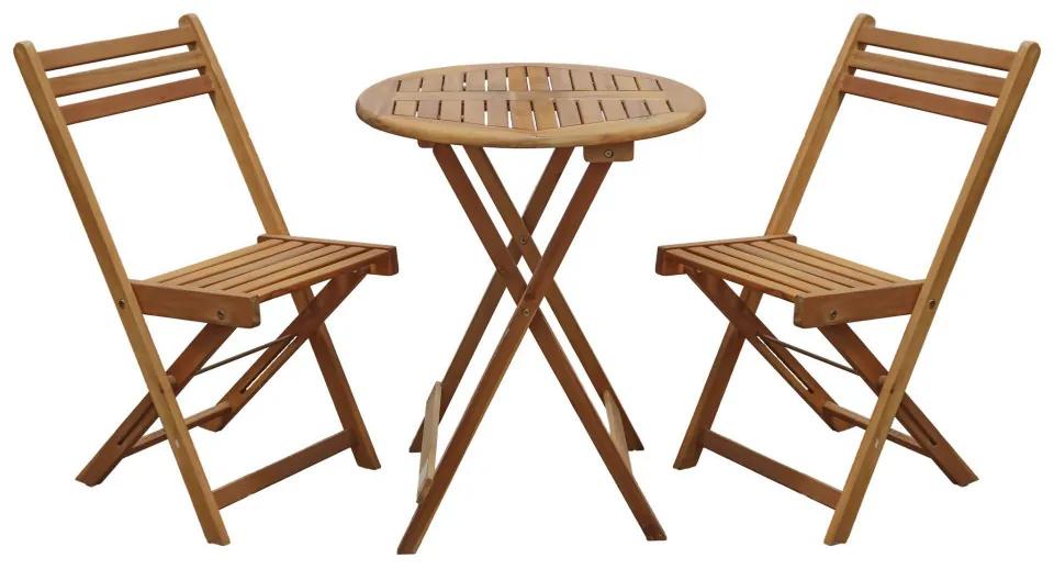 Set de 2 scaune si masa de gradina Leanora din lemn