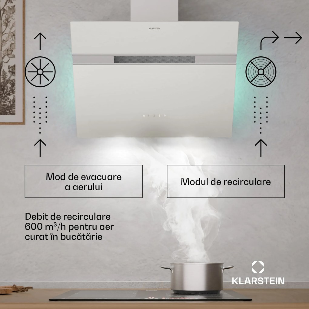 Klarstein Alina hotă, 60 cm, 600 m³/h, Silențioasă, EEC