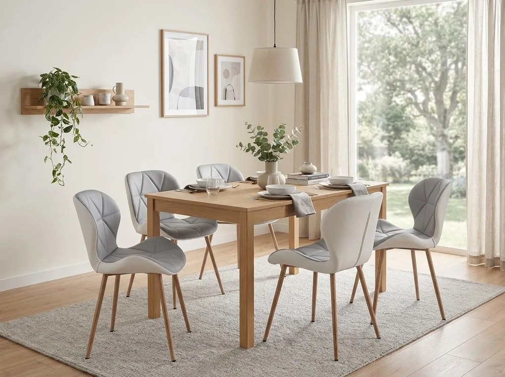 Scaun de dining MANGO din piele ecologica, gri-alb