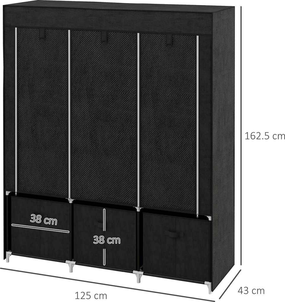 Homcom sifonier Pliabil Textil – Cu Rafturi &amp; Sertare, Ideal pentru Spatii Mici | Aosom Romania
