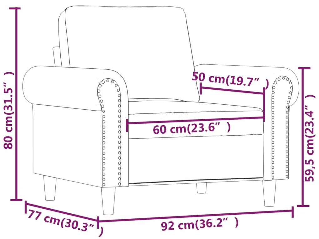 Canapea de o persoana, crem, 60 cm, piele ecologica Crem, 92 x 77 x 80 cm