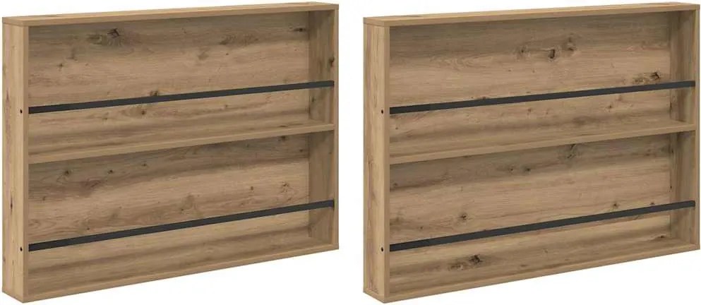 vidaXL Raft pentru reviste 2 pcs Stejar Artizanal 100 x 12 x 70 cm