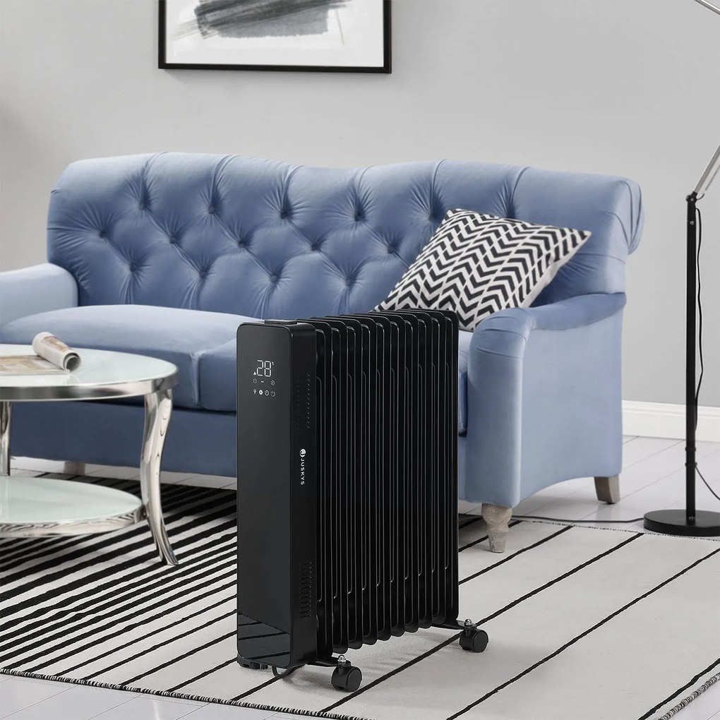 Radiator ulei OH125BW2 cu termostat, LED cu putere 2500W negru