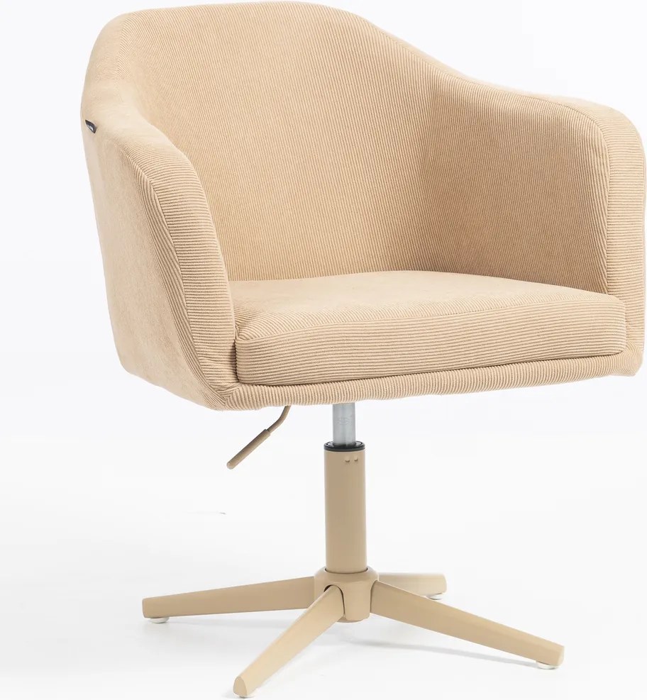 HR832CROSS Scaun Catifea Reiată Premium culoare Bej Ghimbir cu Bază Crem