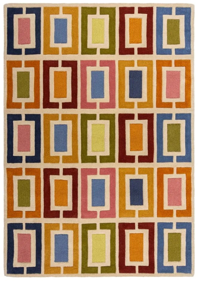 Covor țesut manual din lână 160x230 cm Retro Blocks – Flair Rugs