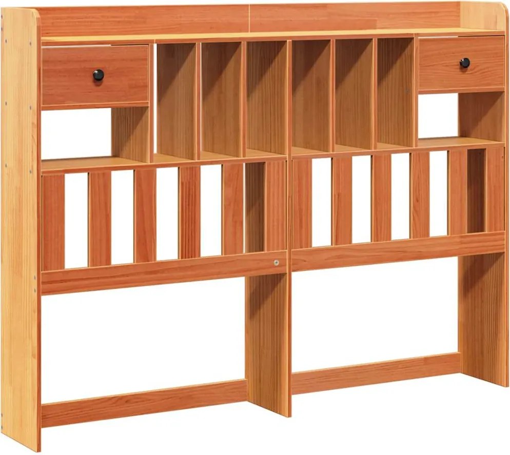 vidaXL Tăblie de pat cu depozitare maro ceruit, 140 cm, lemn masiv pin