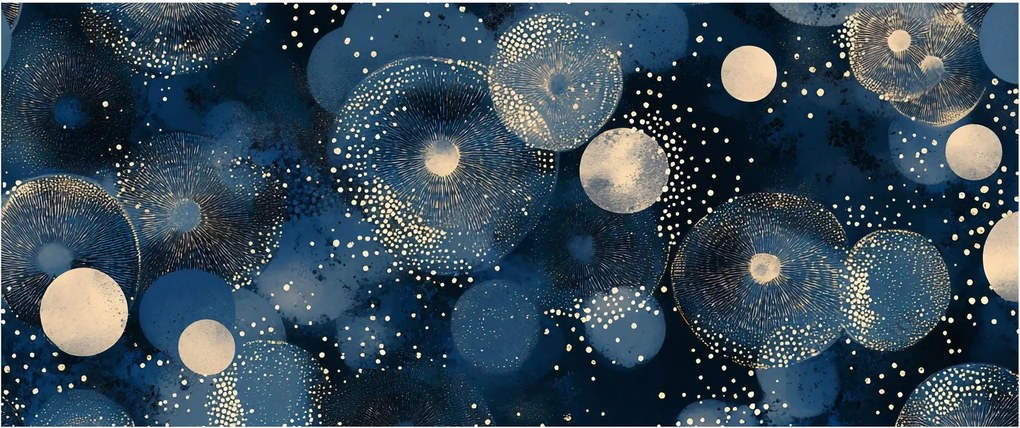 Tablou - Inele Albastru-Aurii (120x50 cm)