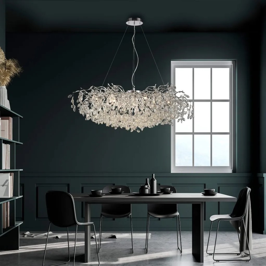 Lustra suspendata design magnific RICICLE crom, 50x120cm
