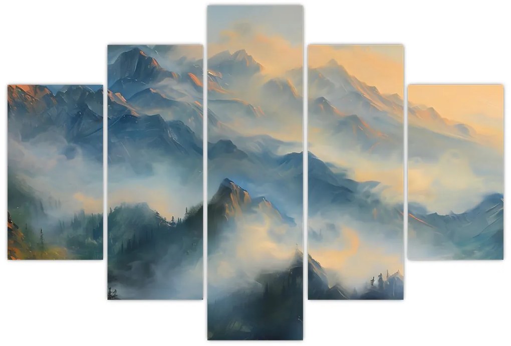 Tablou - Peisaj montan pictat (150x105 cm)