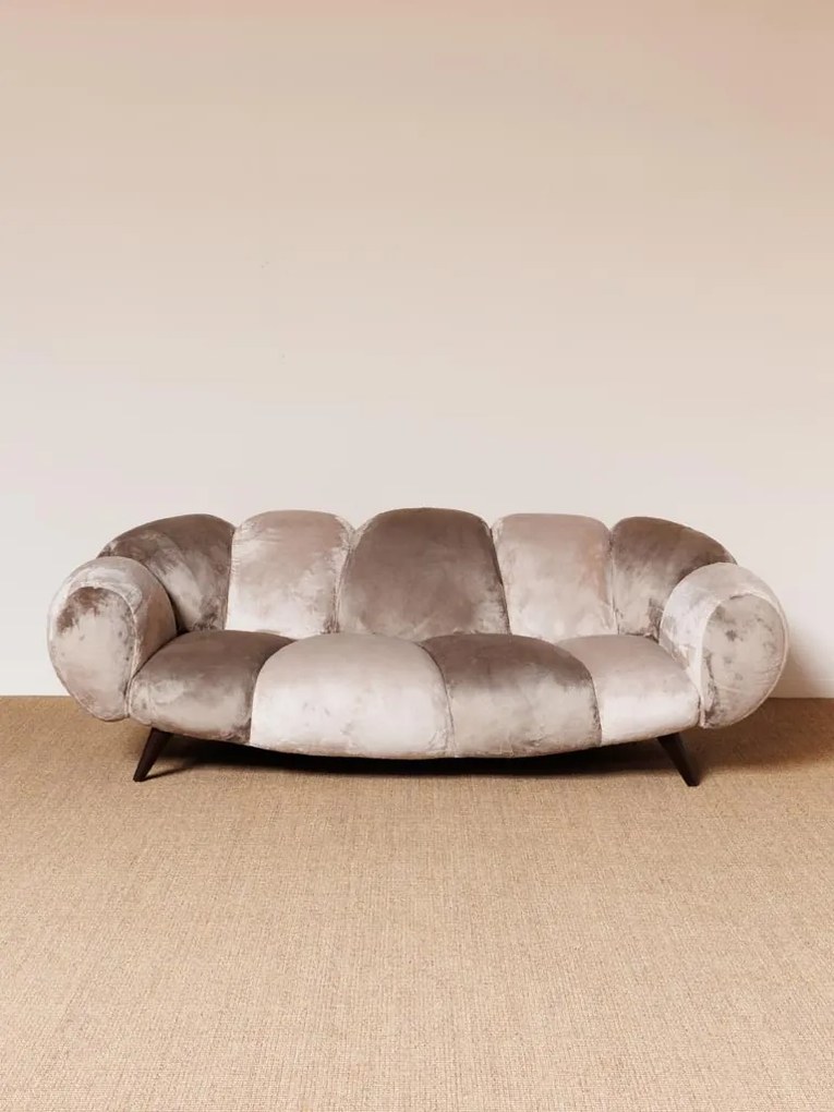 Canapea premium din catifea taupe, 3 locuri, „Mercurio”