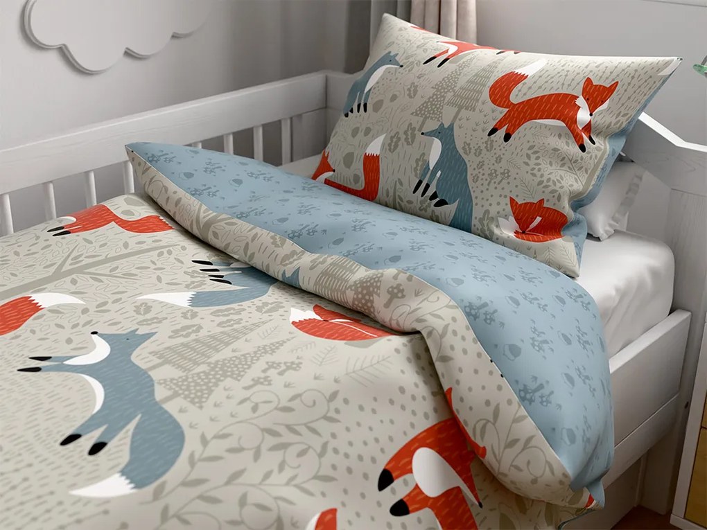 Lenjerie de pat din bumbac pentru patut FOXIVA gri Dimensiune lenjerie de pat: 45 x 65 cm | 90 x 135 cm