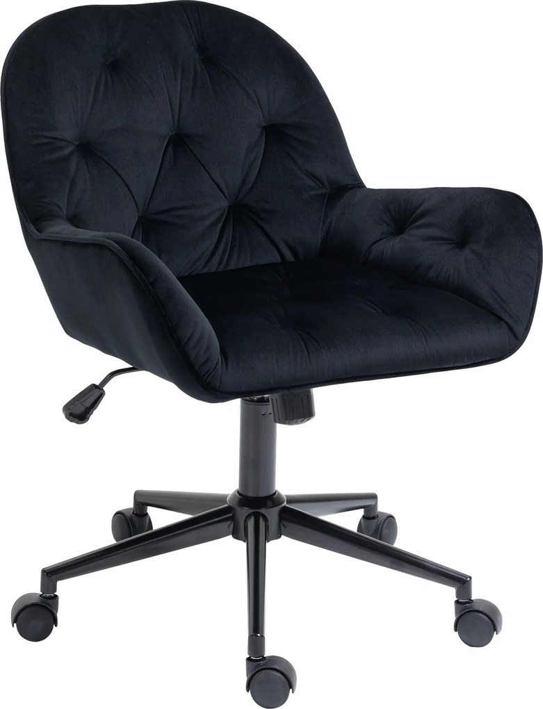 Vinsetto Fotoliu de birou, fauteuil de birou în catifea, scaun pivotant la 360°, reglabil în înălțime, 60 x 61 x 81-91 cm, negru | Aosom Romania