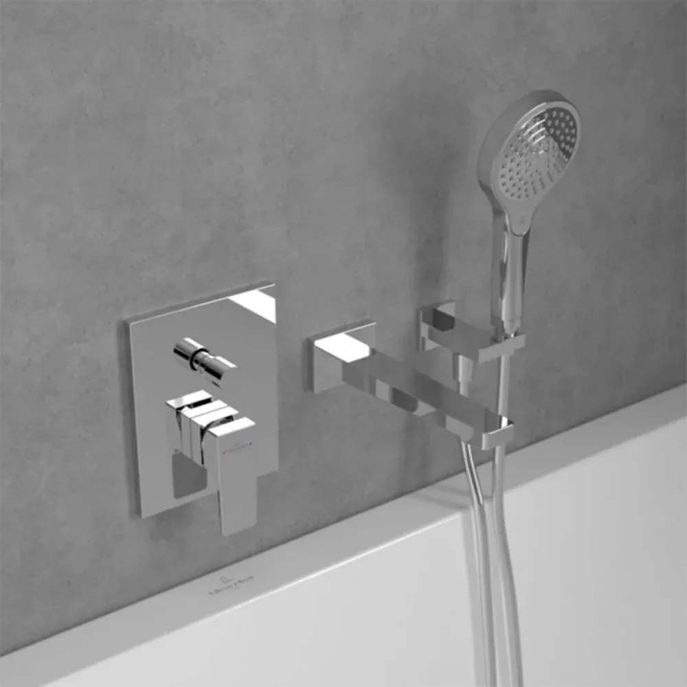 Baterie cada-dus incastrata Villeroy&Boch Architectura Square crom lucios fara corp ingropat