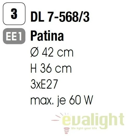Lustra aplicata stil clasic diam.42cm Mauro DL 7-568/3 Patina OR