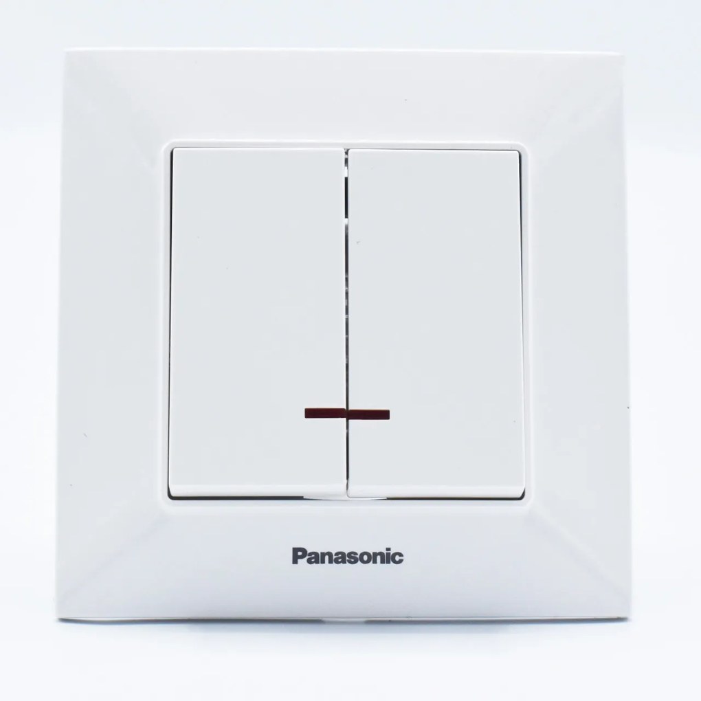 Intrerupator dublu cu led 10A, IP20, Alb, Panasonic Arkedia Slim