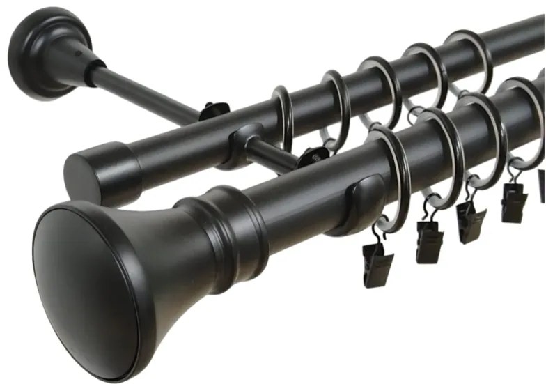 Galerie dubla luxor negru 25/19mm (Alege marime: 120 cm)