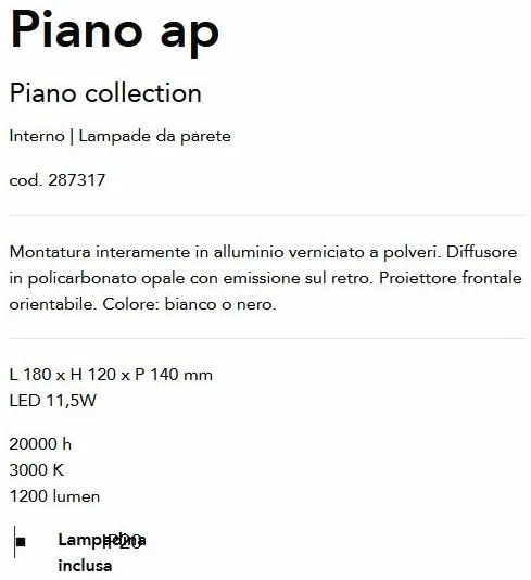 Aplica LED ambientala cu spot reglabil Piano ap alba