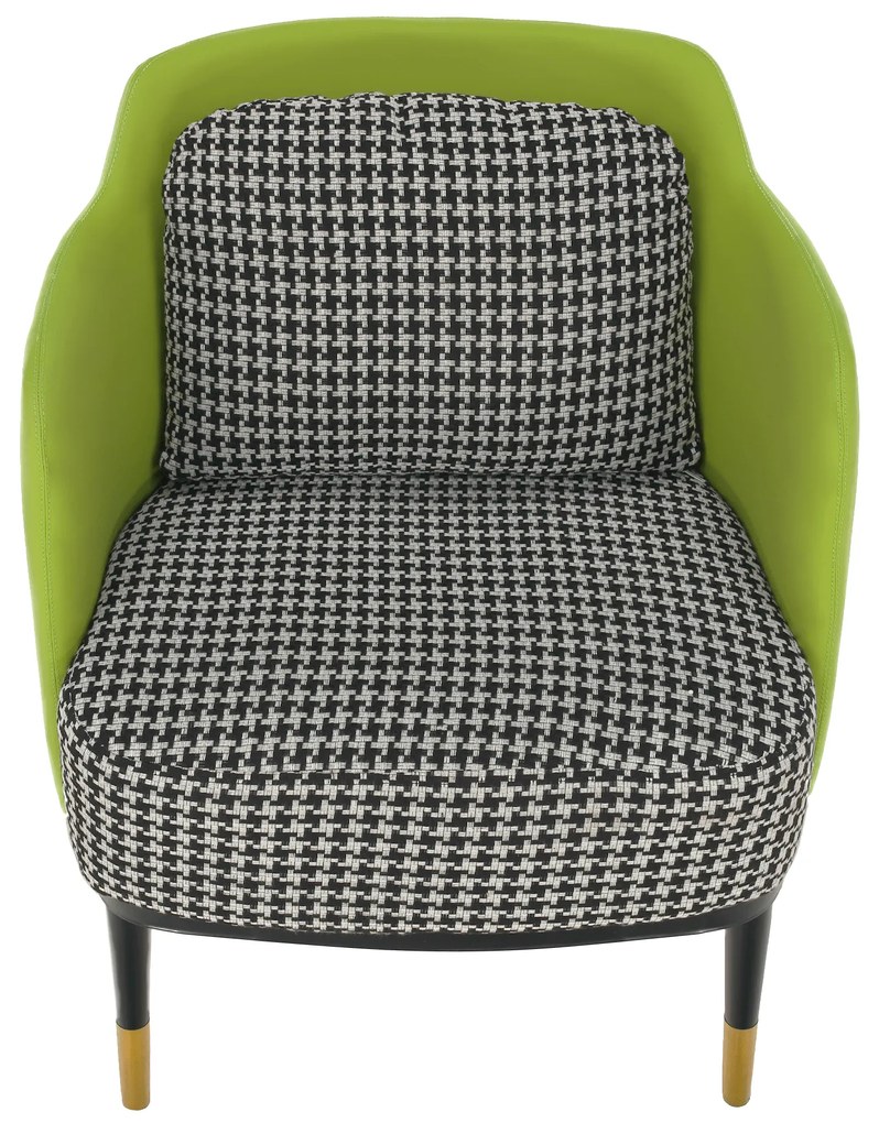 Fotoliu design, model alb-negru/ piele ecologică verde, EMREN
