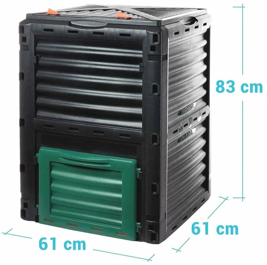 Composter, 300 l, negru, 80 x 59 x 60 cm