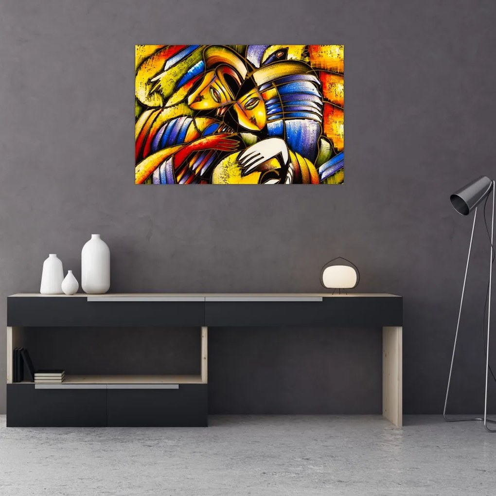 Tablou - Pictură în ulei, îndrăgostiții (90x60 cm)