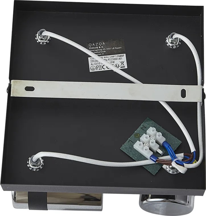 Spot luminos de tavan negru cu sticlă fumurie cu 4 lumini rotativ și înclinabil - Gianni