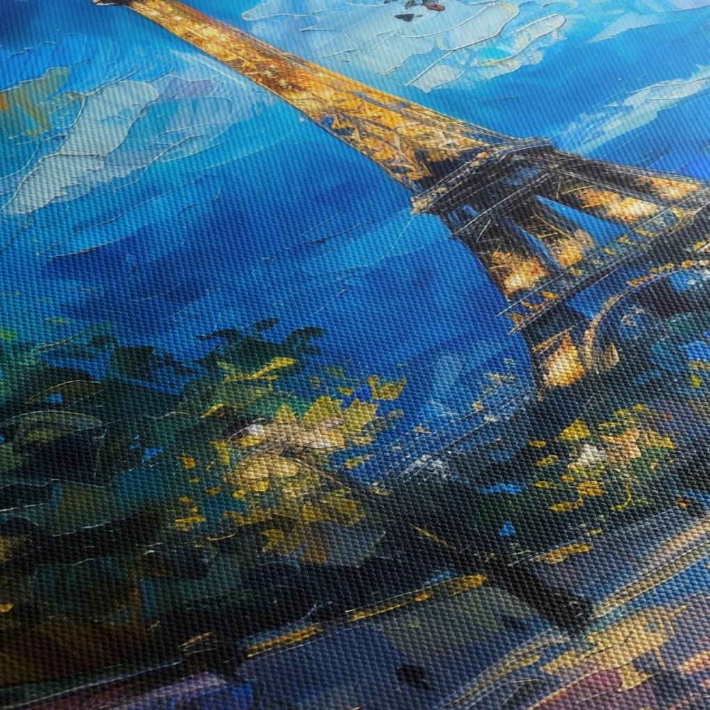 Tablou - Pictură în ulei a Turnului Eiffel (120x50 cm)