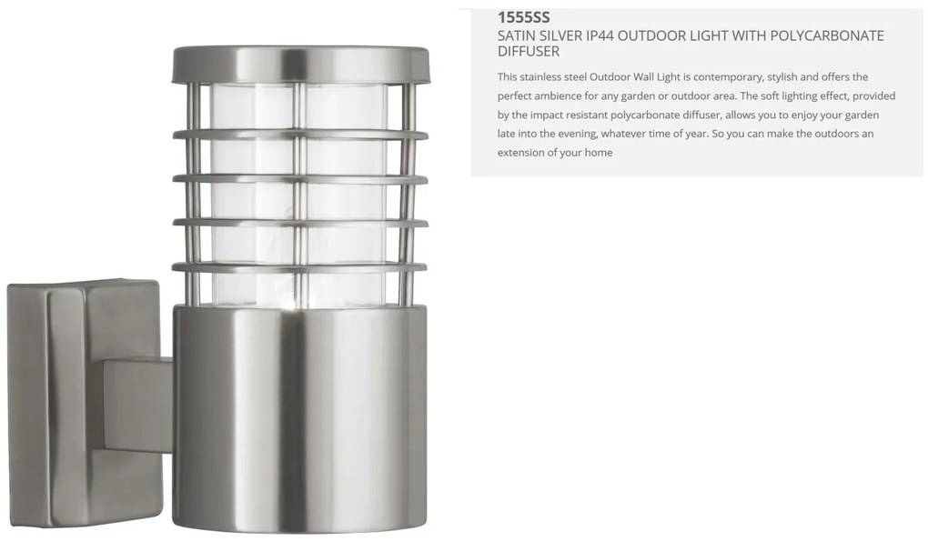 Aplica de perete exterior moderna IP44 Louvre 1555SS SRT