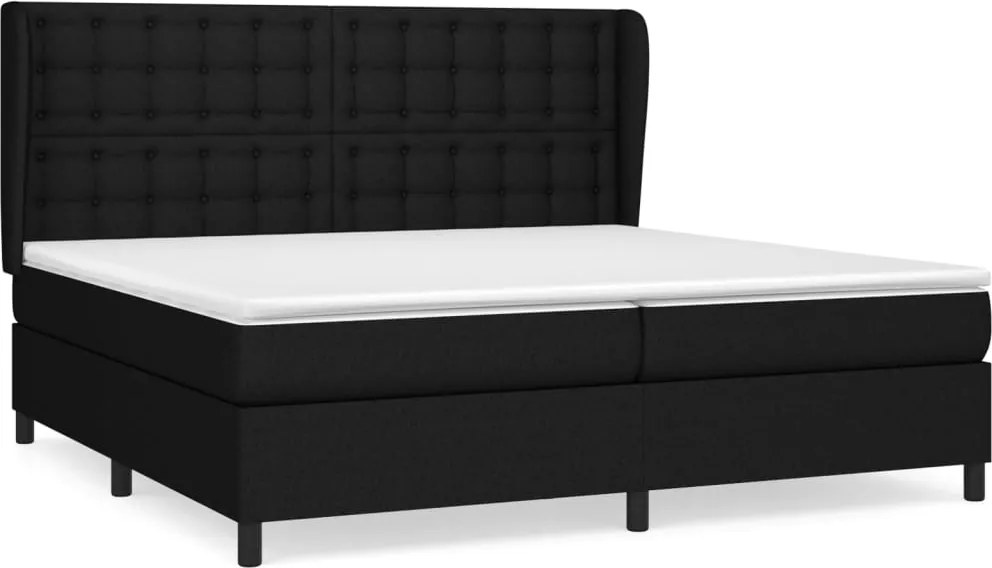 vidaXL Pat box spring cu saltea, negru, 200x200 cm, textil