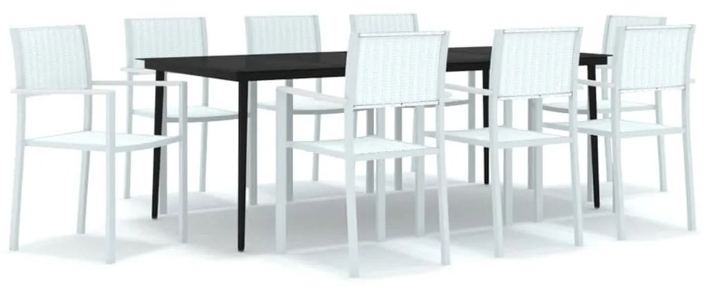 3099274 vidaXL Set mobilier pentru grădină, alb, 9 piese