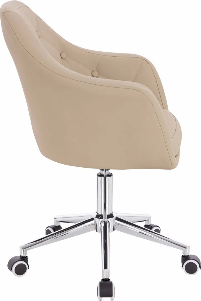 HR831K Scaun Crem Piele Ecologica Premium Soft cu Bază Cromata