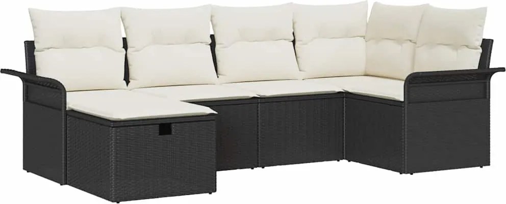 vidaXL Set de canapele pentru grădină 6 pcs Negru și Crem poliratan