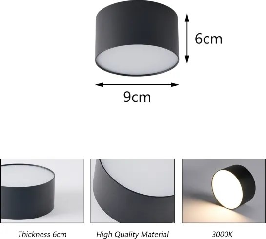 Brilagi - Plafonieră LED pentru baie FORIS LED/9W/230V Ø 9 cm, negru, IP44