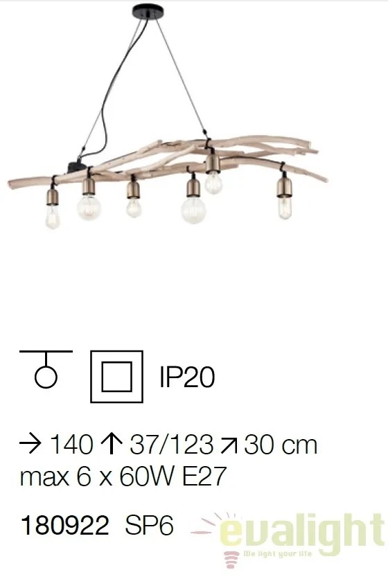 Lustra design deosebit lemn natur DRIFTWOOD SP6 180922