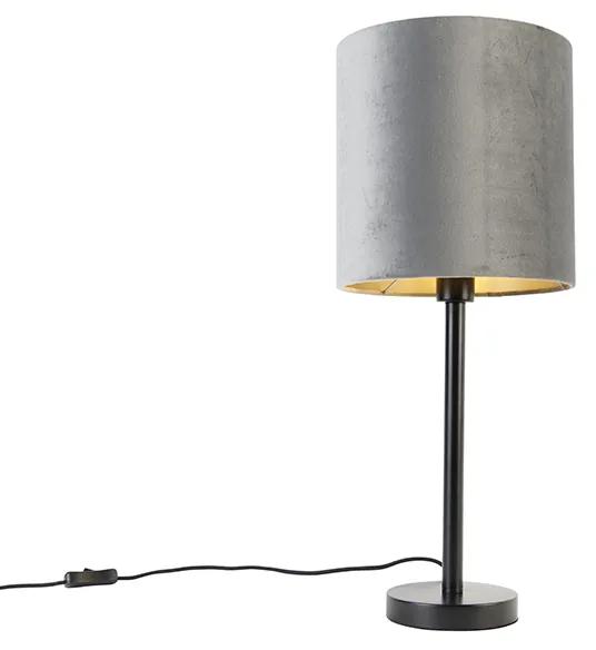 Lampa de masa moderna neagra cu abajur gri 25 cm - Simplo