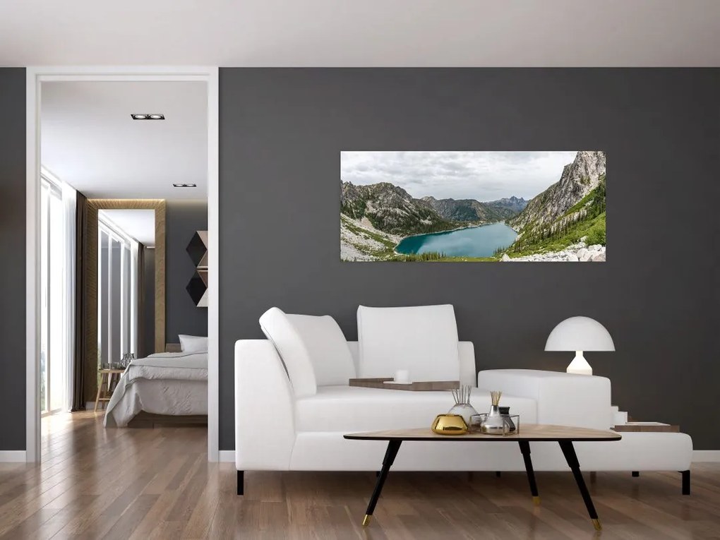Tablou cu lac în munți (120x50 cm)