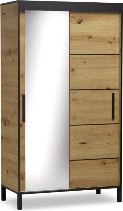 Dulap cu usi glisante si oglinda 120x221 cm, Bell-M, ADRK Furniture (Culoare: Alb)