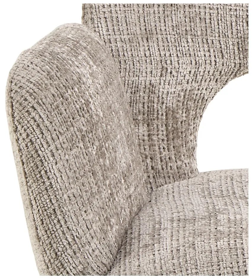 Scaun de sufragerie gri deschis cu cotiere tapițat Graham – Actona