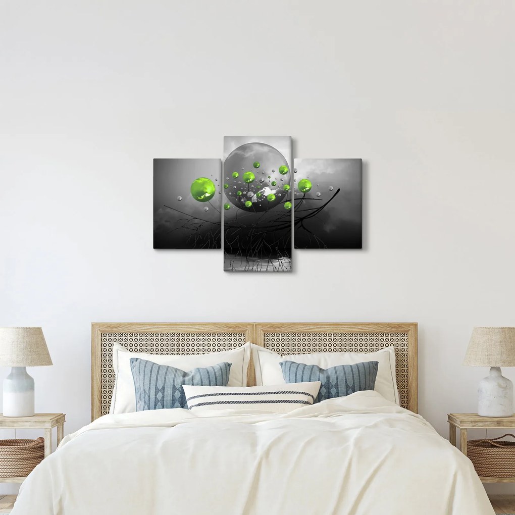 Tabloul cu bile abstracte verzi (90x60 cm)