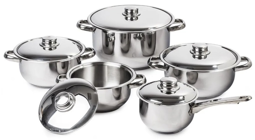 Set oale inox cu capac inox 4Home Destiny, 10 piese