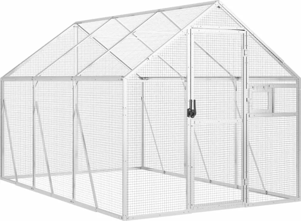 vidaXL Volieră de păsări, argintiu, 1,79x2x1,85 m, aluminiu