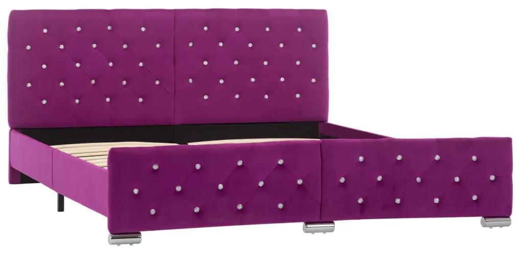 Cadru de pat, violet, 160 x 200 cm, material textil Violet, 160 x 200 cm