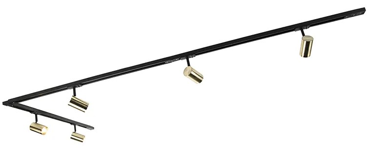 Sistem de șine inteligent negru cu auriu monofazat 5 lumini inclusiv Wifi GU10 - Jeana