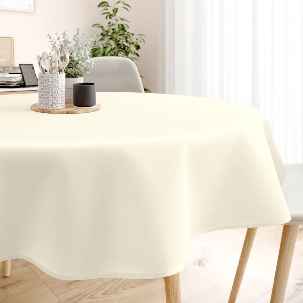 Goldea față de masă decorativă rongo deluxe - crem cu luciu satinat - rotundă Ø 110 cm