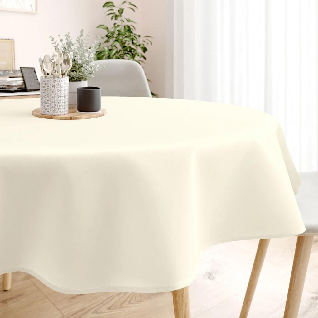 Goldea față de masă decorativă rongo deluxe - crem cu luciu satinat - rotundă Ø 130 cm