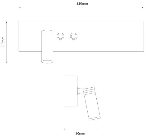 Aplica de perete tip spot RESORT LED/10W/230V + LED/3W, albă, stânga